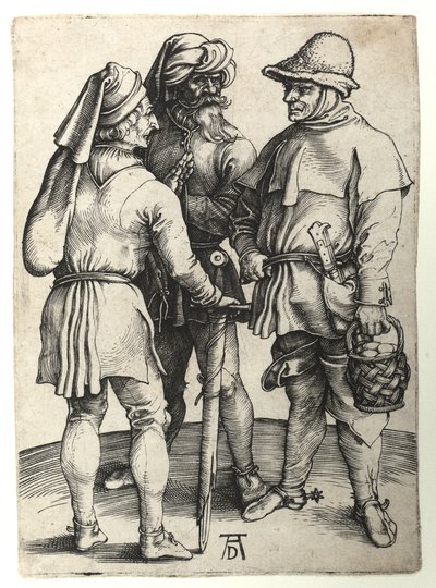 Três aldeões em conversação, c.1497 de Albrecht Dürer