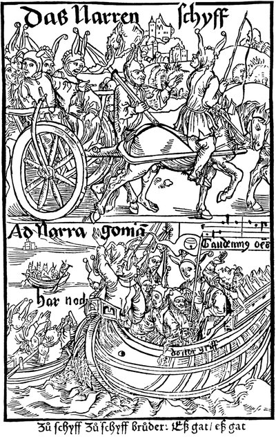 Página de rosto de uma edição de Ship of Fools, de Sebastian Brant, 1494. de Albrecht Dürer