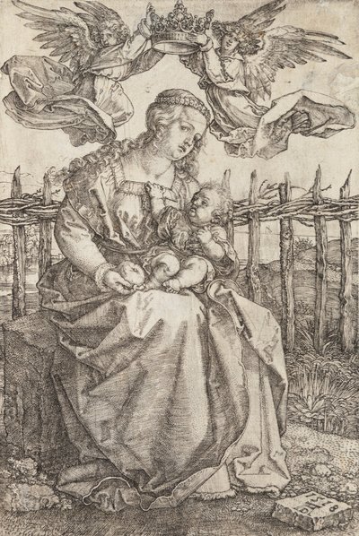 Virgem Maria coroada por dois anjos de Albrecht Dürer