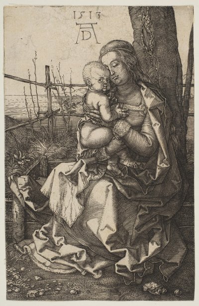 Virgem e criança assentada por uma árvore, 1513. de Albrecht Dürer