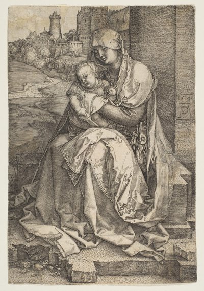 Virgem e criança assentada junto à parede, 1514. de Albrecht Dürer