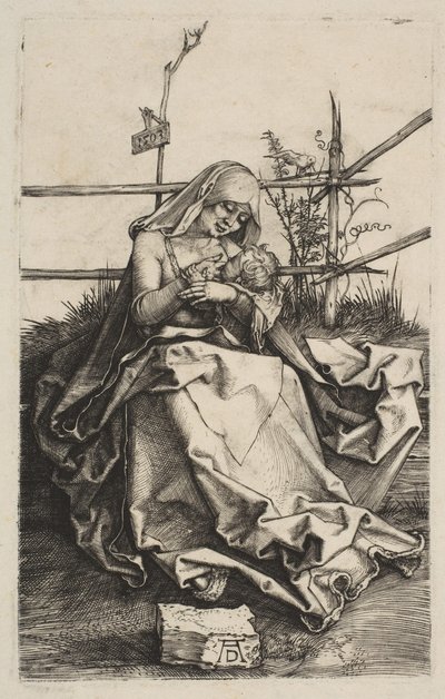 Virgem e Menino em um banco gramado, 1503. de Albrecht Dürer