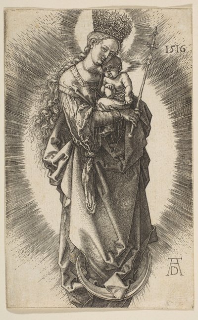Virgem no Crescente com Cetro e Coroa Estrelada, 1516. de Albrecht Dürer