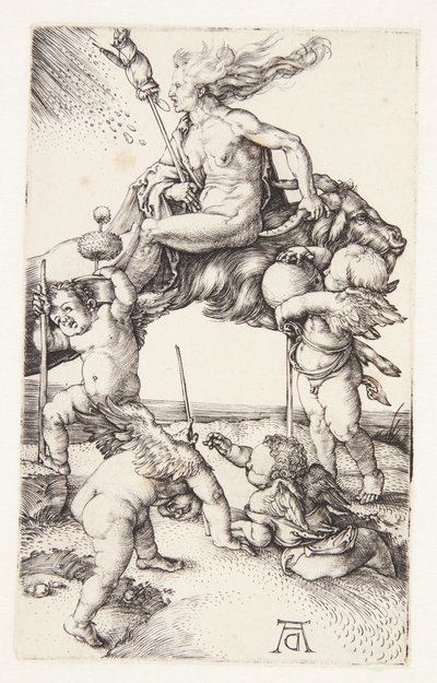 Bruxa andando para trás em uma cabra de Albrecht Dürer
