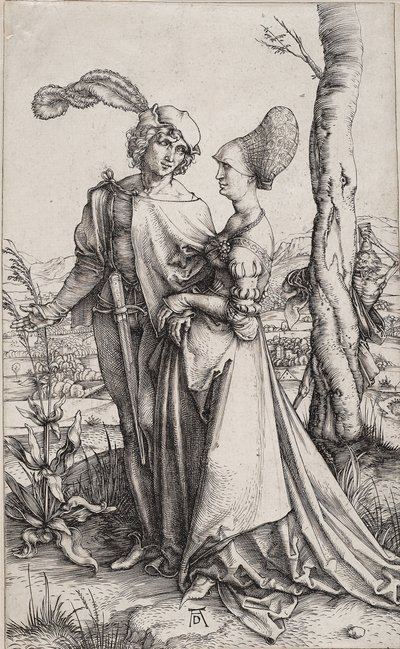 Jovem casal ameaçado de morte no passeio de Albrecht Dürer