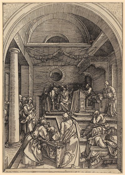 Jesus aos doze anos no Templo, folha 16 da série «A Vida de Maria» de Albrecht Dürer