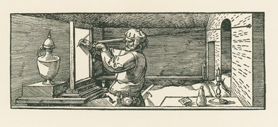 Um homem a desenhar uma lata de Albrecht Dürer or Duerer