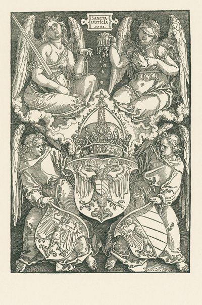 Alegoria com o brasão de armas do Império e da cidade de Nuremberga de Albrecht Dürer or Duerer