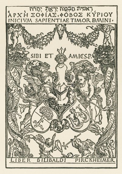 Chapa de Willibald Pirckheimer, c.1502 (xilogravura) de Albrecht Dürer or Duerer
