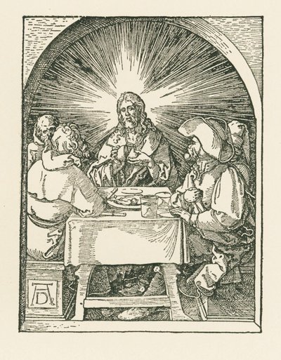 Cristo e os discípulos de Emaús, c.1510 (xilogravura) de Albrecht Dürer or Duerer