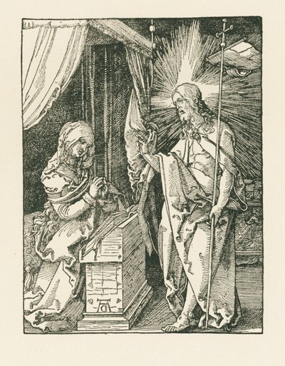 Cristo aparecendo à sua Mãe, c.1510 (xilogravura) de Albrecht Dürer or Duerer