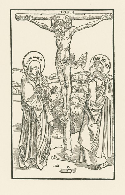 Cristo na cruz com Maria Virgem e São João de Albrecht Dürer or Duerer