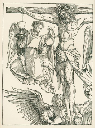 Cristo na cruz com três anjos, c.1513-13 (xilogravura) de Albrecht Dürer or Duerer