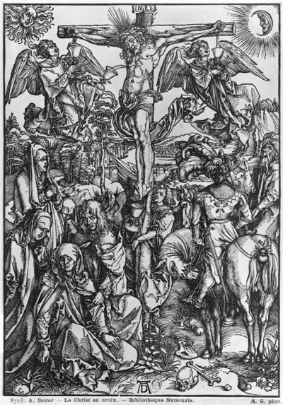 Cristo na cruz (xilogravura) (foto p - b) de Albrecht Dürer