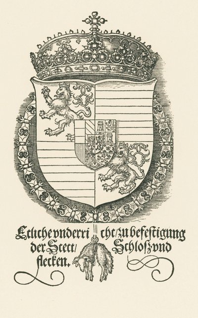 Brasão de armas de Fernando I, rei da Boémia e da Hungria de Albrecht Dürer or Duerer