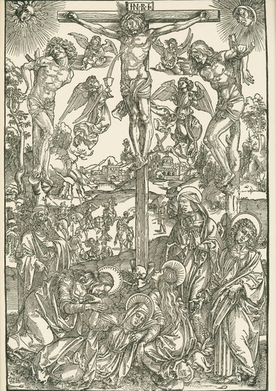 Crucificação (O Grande Calvário), c.1496-00 (xilogravura) de Albrecht Dürer or Duerer