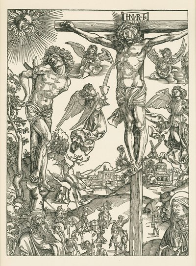 Crucificação (O Grande Calvário), c.1496-00 (xilogravura) de Albrecht Dürer or Duerer