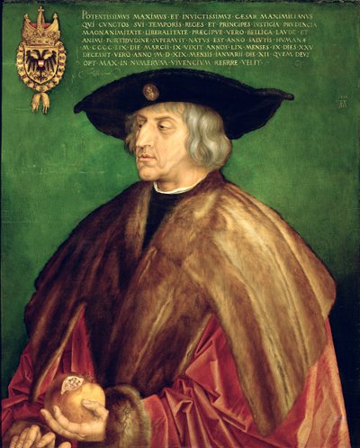 Imperador Maximiliano I (óleo no painel) de Albrecht Dürer
