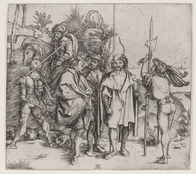 Cinco soldados e um turco a cavalo, 1495-96 de Albrecht Dürer