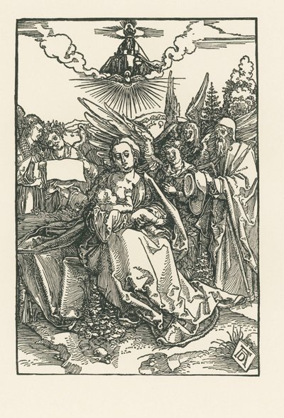 Sagrada Família com cinco anjos, c.1503-04 (xilogravura) de Albrecht Dürer or Duerer
