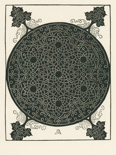 Nó com um pequeno círculo preto no centro, repetido seis vezes de Albrecht Dürer or Duerer