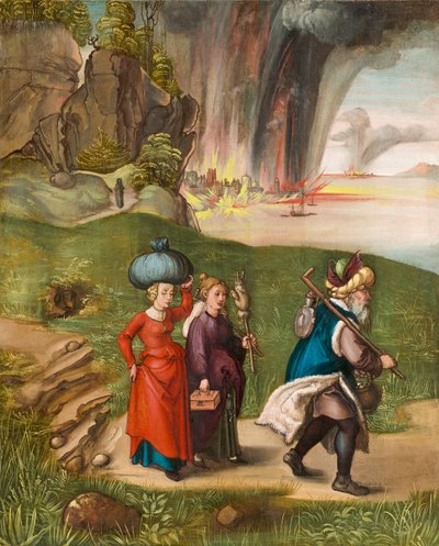 Ló e suas filhas, c. 1496-99 (óleo no painel) de Albrecht Dürer