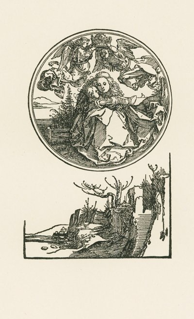 Madona num círculo, c.1514 (xilogravura) de Albrecht Dürer or Duerer