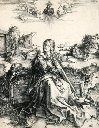Madona com uma Libélula (gravação) de Albrecht Dürer