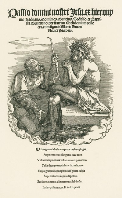 Homem das Dores escarnecido por um soldado, c.1511 (xilogravura) de Albrecht Dürer or Duerer