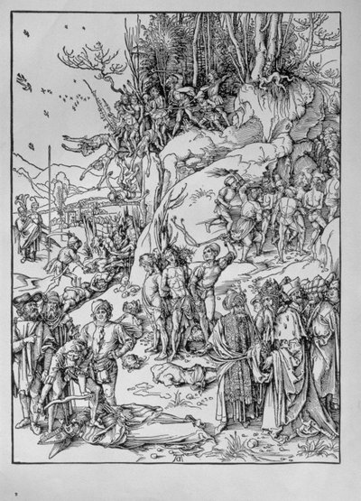 Martírio dos dez mil cristãos no Monte Ararat (xilogravura) de Albrecht Dürer or Duerer