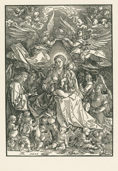 Maria Virgem coroada por dois anjos de Albrecht Dürer or Duerer