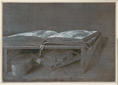 Livro aberto (desenho a pincel sobre papel castanho) de Albrecht Dürer or Duerer