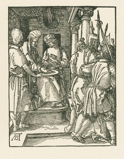 Pilatos a lavar as mãos, c.1509 (xilogravura) de Albrecht Dürer or Duerer