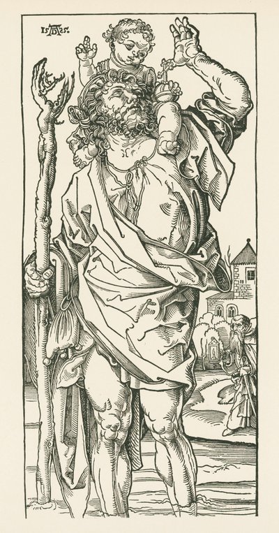 São Cristóvão. Nuremberga, c.1500-05 (xilogravura) de Albrecht Dürer or Duerer
