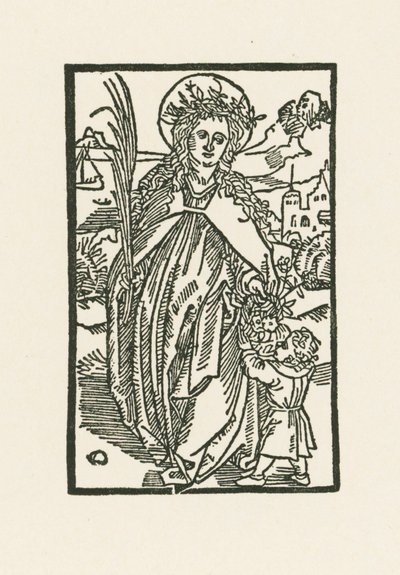 Santa Doroteia. Ilustração para Hortulus Anime. Impresso por Michael Furter, Basileia de Albrecht Dürer or Duerer
