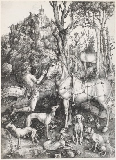 Santo: Eustáquio, c. 1500-1501 (gravura) de Albrecht Dürer