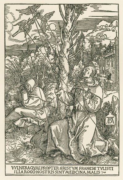 São Francisco recebendo os estigmas, c.1503-04 (xilogravura) de Albrecht Dürer or Duerer