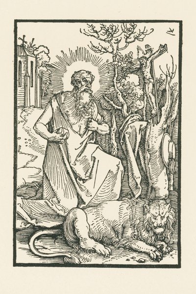 São Jerónimo. Ilustração para Lukas von Prag: Apologia. Impresso por Hieronymus Höltzel, Nuremberga de Albrecht Dürer or Duerer