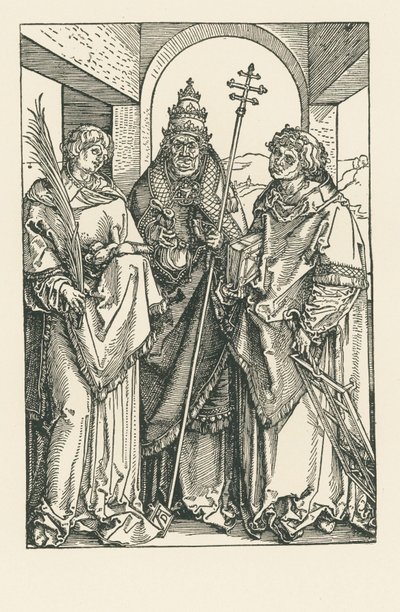 Santos Estêvão, Sisto e Lourenço, c.1504-05 (xilogravura) de Albrecht Dürer or Duerer