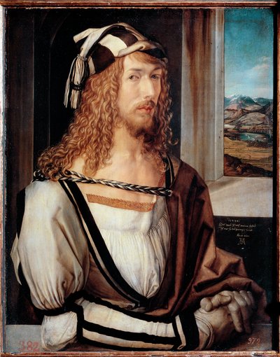 Auto-retrato a 26 (óleo sobre madeira de Albrecht Dürer
