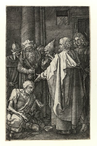São Pedro e São João curam os aleijados no portão do templo. de Albrecht Dürer