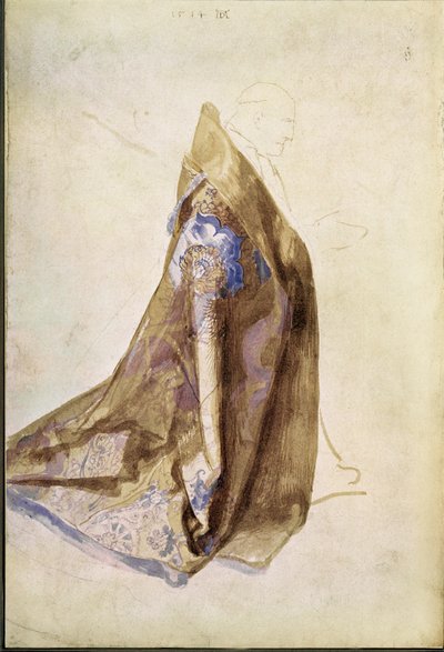 Estudo para o manto do Papa Júlio II para A Virgem com a Coroa de Rosas de Albrecht Dürer or Duerer