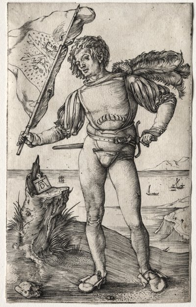 O porta-estandarte da Borgonha, c. 1500 (gravura) de Albrecht Dürer or Duerer