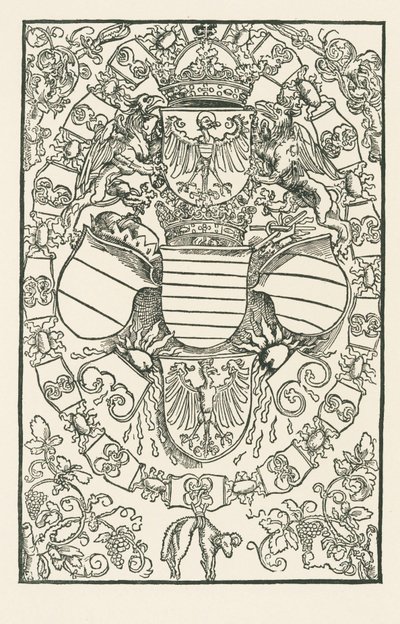 Brasão de armas de Maximiliano I, como Rei dos Romanos de Albrecht Dürer or Duerer