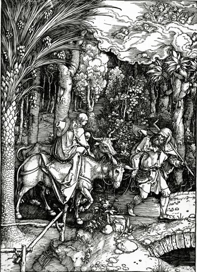O Voo para o Egipto, da série "Vida da Virgem", publicada em 1511 (xilogravura) de Albrecht Dürer