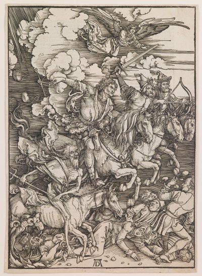 Os Quatro Cavaleiros do Apocalipse, de "O Apocalipse", c.1497-98 (xilogravura) de Albrecht Dürer or Duerer