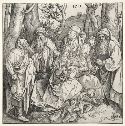 A Sagrada Família com dois anjos músicos de Albrecht Dürer or Duerer