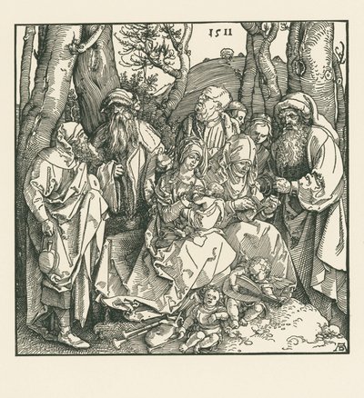 O santo parentesco com os anjos tocadores de alaúde de Albrecht Dürer or Duerer