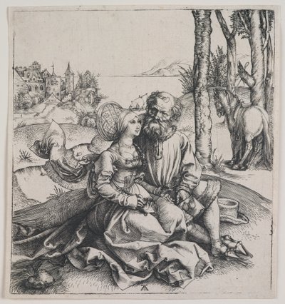 O Casal Mal-Assombrado, c.1495 (gravura) de Albrecht Dürer or Duerer