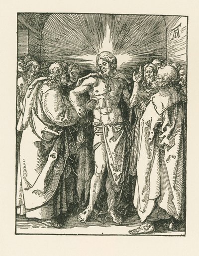 A Incredulidade de São Tomé, c.1510-10 (xilogravura) de Albrecht Dürer or Duerer